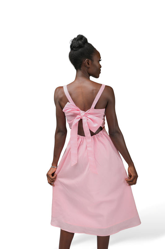 Sandy Linen Sun Dress - Soft Pink