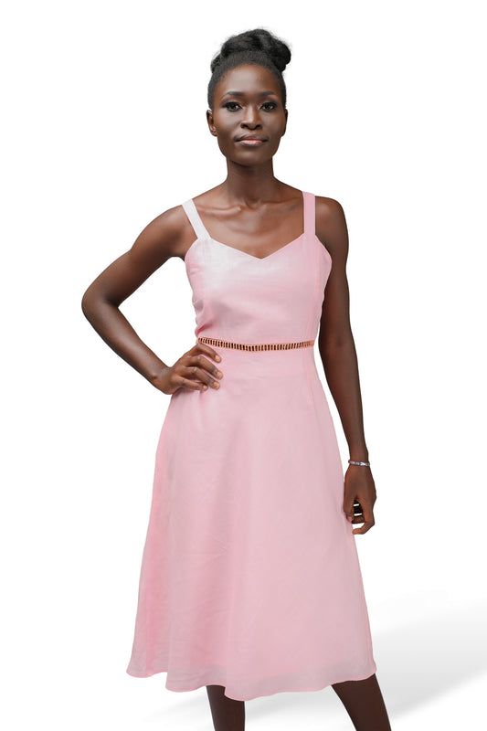 Sandy Linen Sun Dress - Soft Pink